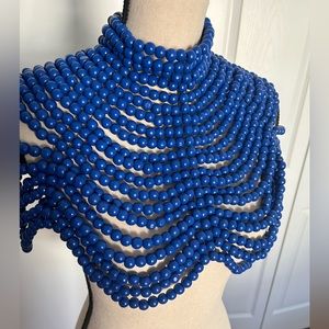 Blue Zulu Beaded Bib Necklace
